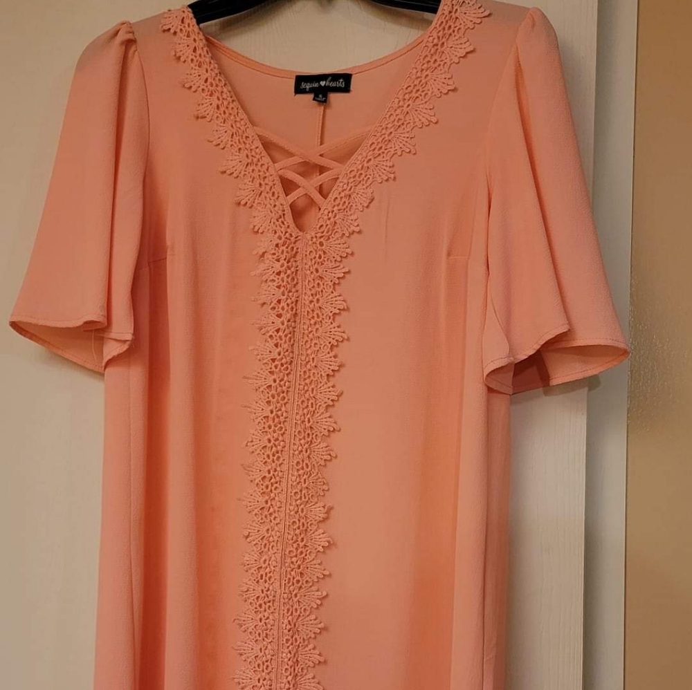 Silk lace peach dress